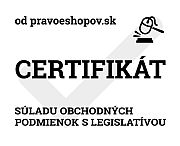 Certifikát súladu obchodných podmienok s legislatívou.