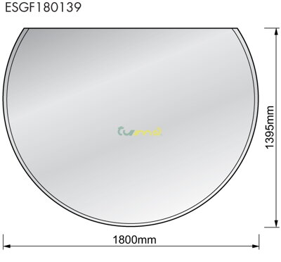 Sklo pod kachle - veľký kruh s orezom 1800x1395x8mm ESGF180139 HARK (DE)