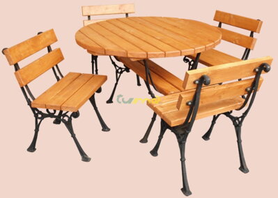 Drewal Záhradné sedenie Koval 1+4 stôl 110 drevo + oceľ