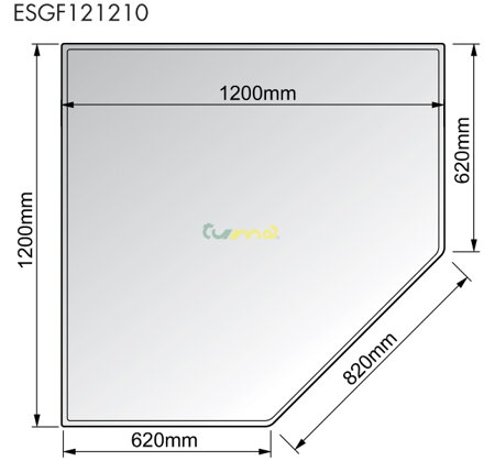 Sklo pod kachle - päťúholník 1200x1200x8mm ESGF121210 HARK (DE)