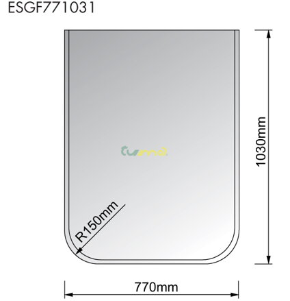 Sklo pod kachle - malý obdĺžnik s oblúkom 1030x770x8mm ESGF771031 HARK (DE)
