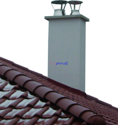 TUMA THERM Plus dvojkomín o180 uhol 90st. / o200 uhol 90st. výška 5m.ukončenie konus