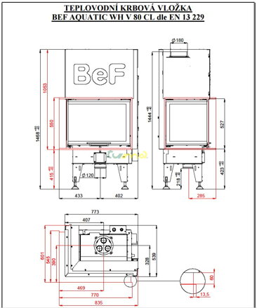 BeF Aquatic WH V 80 CL - technický nákres