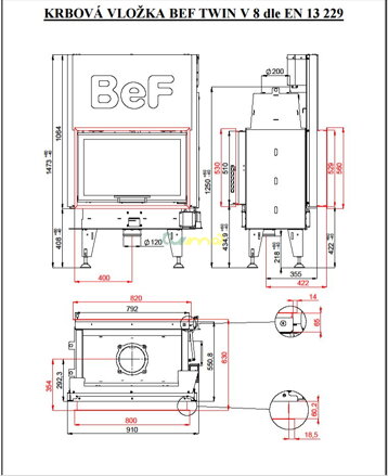 Bef Twin V8 - technický nákres