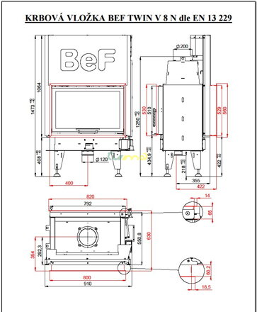 Bef Twin V8N - technický nákres