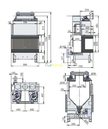 Facel 800 3V - rozmery