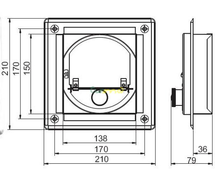 Regulátor komínového ťahu štvorcový RCP - rozmery