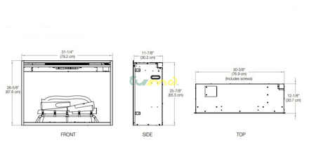 DIMPLEX VLOŽKA 30" ECO LED REVILLUSION - ROZMERY