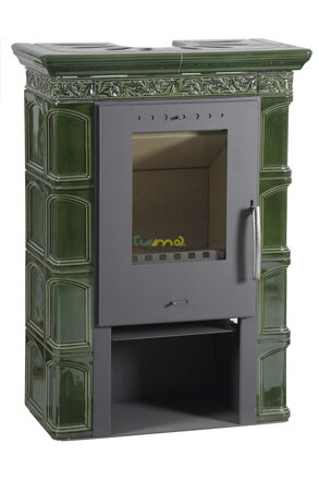 FLAMA MELITA II EKO keramika oliva 5,8kw teplovzdušné krbové kachle