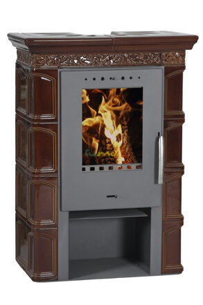 FLAMA MELITA II EKO keramika hnedá 5,8kw teplovzdušné krbové kachle