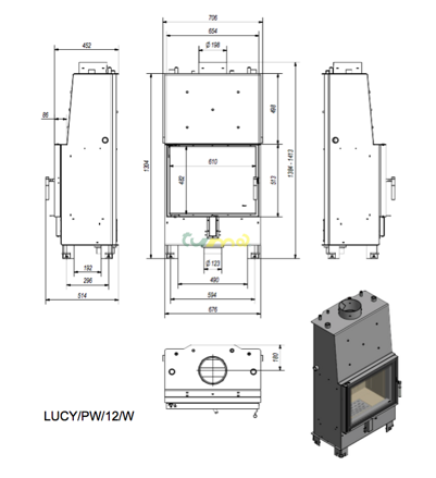 Kratki Lucy 12kw teplovodná rozmery