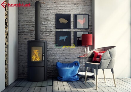 Kratki Koza AB 8kw teplovzdušné oceľovoliatinové krbové kachle koza AB interier