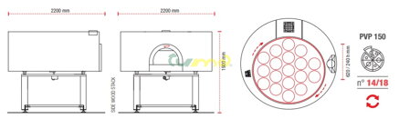 PAVESI PVP 150 ROUND - rozmery