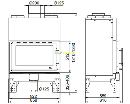 technický nákres Uniflam 860 EVO