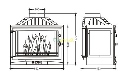 Uniflam 700 selenic - rozmery