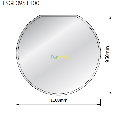 Sklo pod kachle - malý kruh s orezom 1100x950x8mm ESGF0951100 HARK (DE)