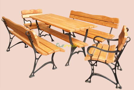 Drewal Záhradné sedenie Koval kráľovský 1+2+2 stôl 160x60 drevo + oceľ