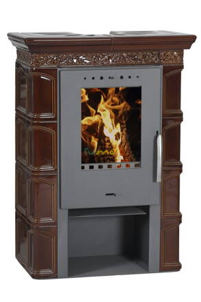 FLAMA MELITA II K keramika hnedá 5,8kw teplovzdušné krbové kachle