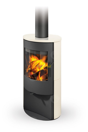 Romotop ALPERA E 01 keramika slonová kosť 6,5kw teplovzdušné krbové kachle