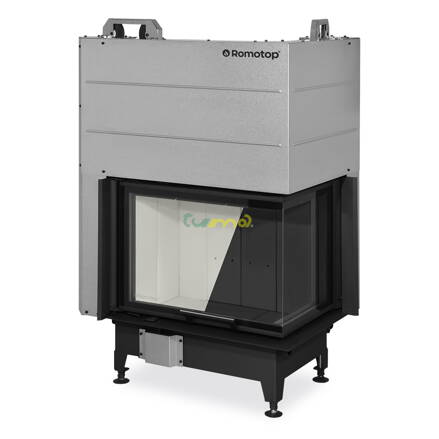 Romotop Heat L/R 3G L 65.51.40.24 9kw teplovzdušná oceľová krbová vložka rohová s výsuvnými dvierkami a s deleným sklom