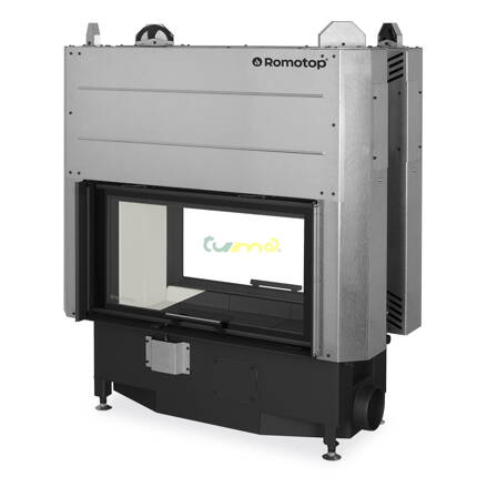 Romotop Heat T 3G L 88.50.04 15,1kw teplovzdušná oceľová krbová vložka priehľadná s výsuvnými dvierkami
